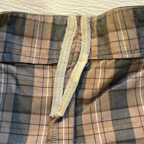 Bermuda Vintage Bogner Plaid Pleated Roll Cuff Mom  High Rise Shorts Tan