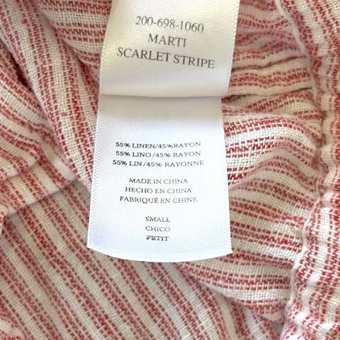 Rails Marti Scarlet Stripe Button Front Linen Blend Blouse