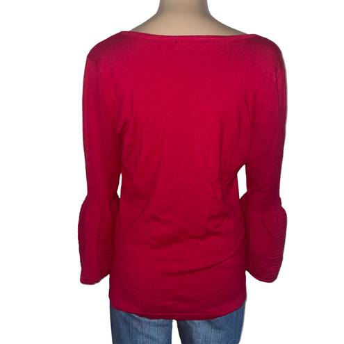 New York & Co. 7th Avenue Red Bell Sleeve Sweater 