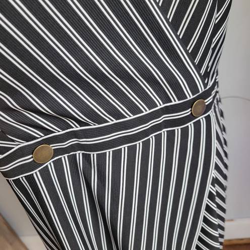 Hutch Anthropologie,  New, Indira Asymmetrical Black White Striped Dress, XL