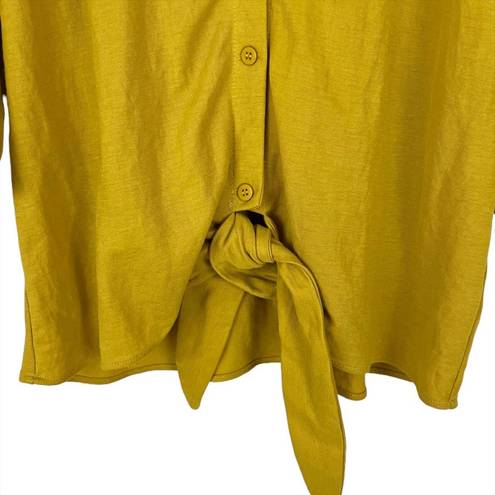 Mod Ref  Luca Tie Front Cropped Top Yellow Size Medium