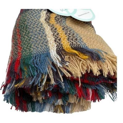 infinity Funky Monkey Women’s Plaid Fall Winter Blanket  Scarf‎ Wrap Tan Red New​