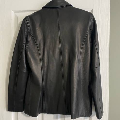 Liz Claiborne Liz, Claiborne, 100% genuine, black leather jacket/coat. Size Medium