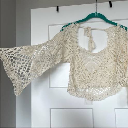 l*space 🔥 Cody Swim Coverup Crochet Sweater🔥- M/L NWOT