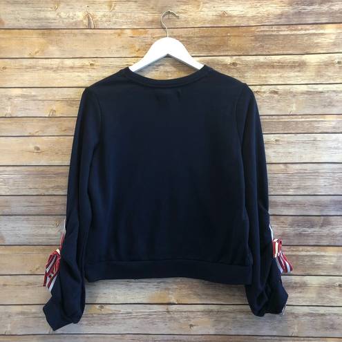 Popsugar  Grommet Tie-Sleeve Sweatshirt Size Medium NWT