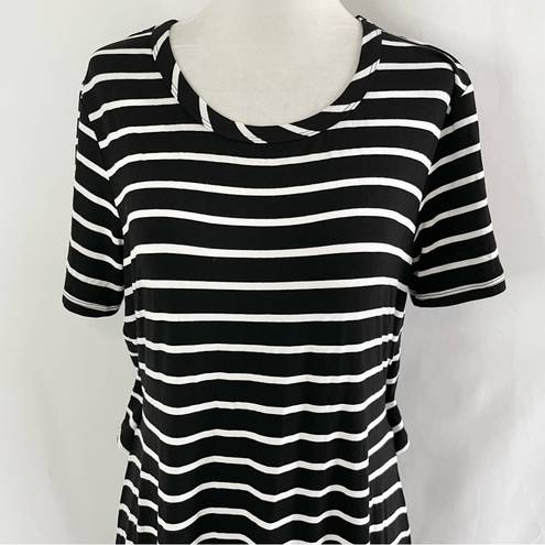 Market & Spruce New  Cut Out Back Striped T-Shirt Dress Black White Size Large