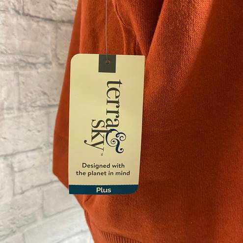 Terra & Sky women 3X 24W-26W sweater vest lightweight v-cut orange