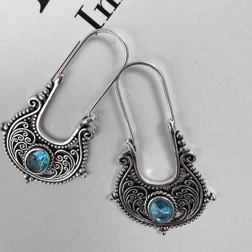 Vintage Blue Bohemian Dangle hoop earrings  Womens Jewelry vintage style