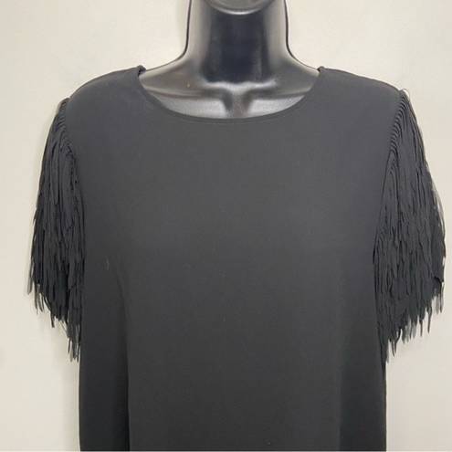 fab'rik  Black Shoulder Fringe Blouse Sz Small