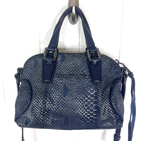 Aimee Kestenberg  Handled Crossbody Bag Navy and Silver Snake Print