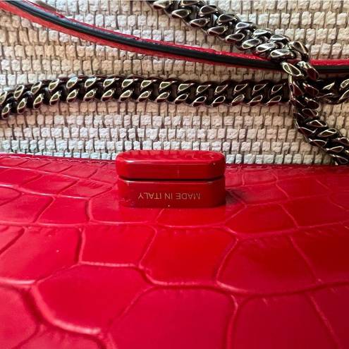 Christian Louboutin  Calfskin Alligator Embossed Elisa Baguette in Red