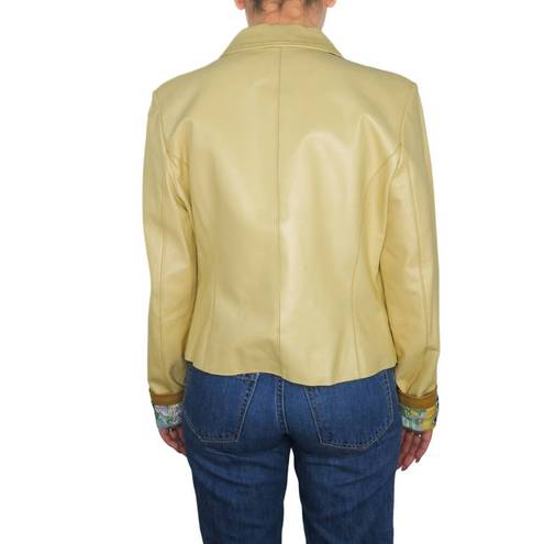 Bernardo 90s  Vintage Yellow Leather Jacket Medium Retro Y2k