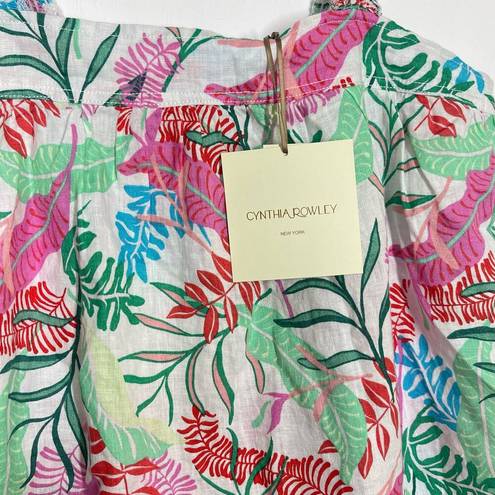 Cynthia Rowley NEW  Tank Top Women's Size XS Linen Floral Tropical Hawaiian