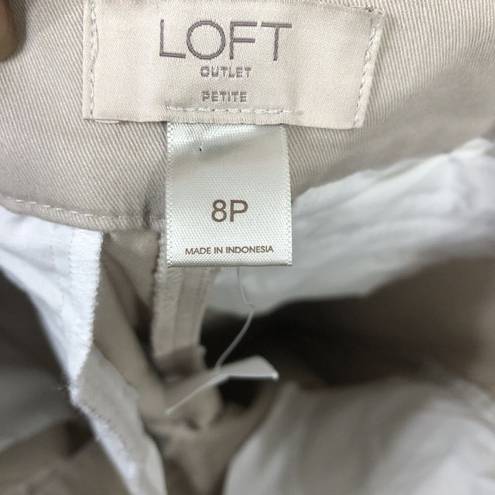 The Loft  Womens Pants Sz 8P Khaki Moderen Chino Crop Fite Petite Tan Beige Stretch