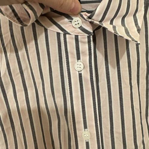 Lane Bryant  Womens Blouse Size 16 Button Up Collared Stripe Pink Gray Basic NWT