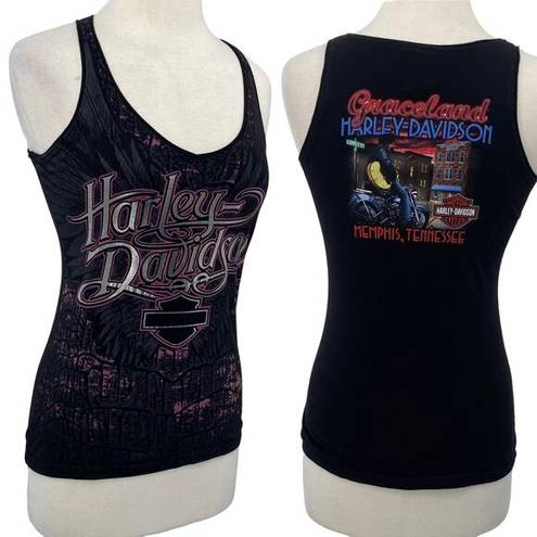 Harley Davidson  Tank Top Graceland Graphic Logo Memphis Tennessee Womens Small