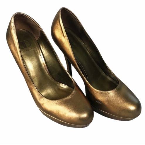 Kelsi Dagger  Bronze Pumps Leather Platform Round Toe Metallic 7.5 GUC