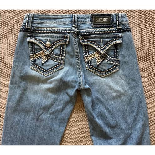 Miss Me  Women Blue Denim Jeans Signature Easy Boot Medium Wash Mid Rise Sz 28