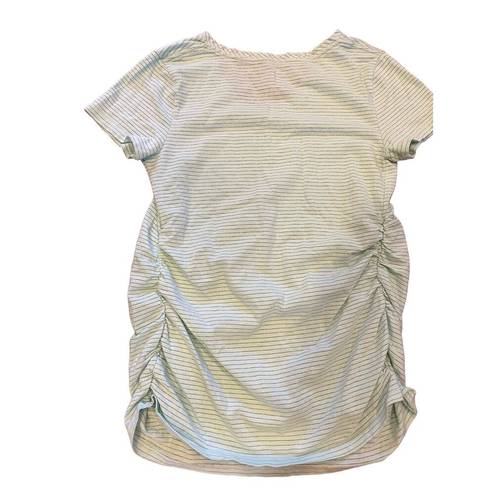 Isabel Maternity  Mint Green Sparkly Silver Stripe V-Neck T-Shirt, Side Elastic