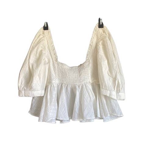 Free People  NWT Woman’s Small Leave It To Me Ivory Square Neck Crop Top Blouse