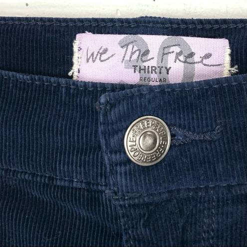 We The Free  High Rise Skinny Raw Hem Corduroy Jeans Navy Size 30