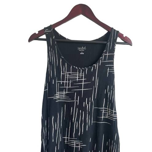 Isabel Maternity  Dress Women Medium Black Scoop Neck Sleeveless Abstract Print