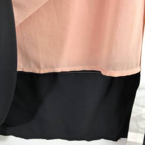 Doe & Rae New  Color Block Side Snap Dress Sleeveless V-Neck Shift Pink Black