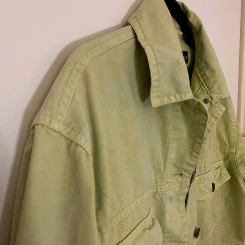 ZARA Neon Yellow Distressed Crop Denim Jacket