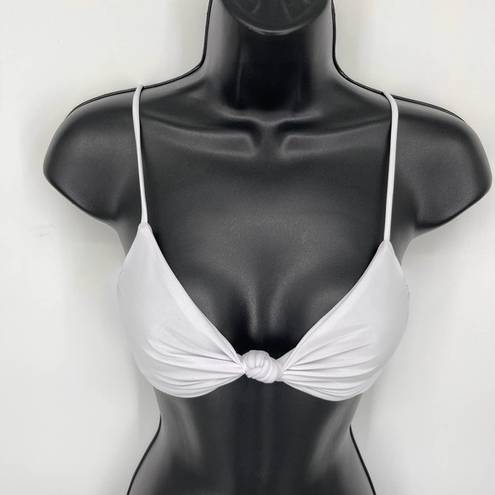 Naked Wardrobe  Swim White Knotted Bikini Top NEW Womens Sz M Style SW1050T