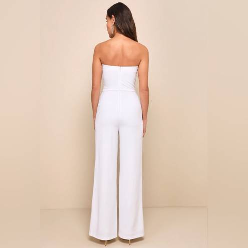 Lulus Edith White Strapless Wide-Leg Jumpsuit