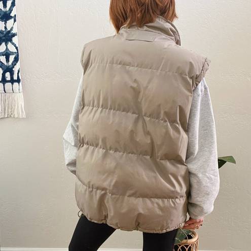 Polo U.S.  Association Embroidered Logo Beige Oversized Quilted Puffer Vest