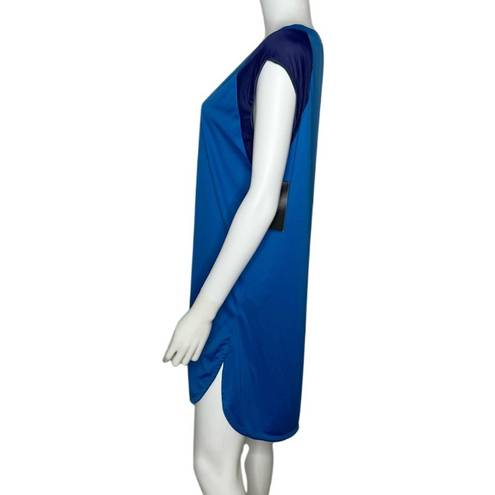 Nike  Women's Blue Raglan Cap Sleeve Rounded Hi-Low Hem Swim Cover-up Dress sz L