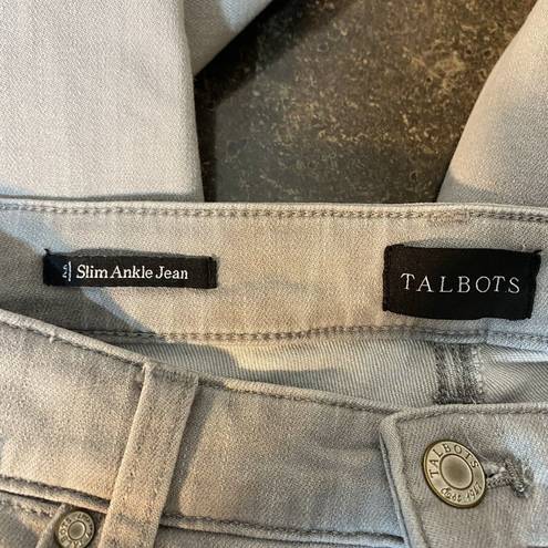 Talbots  Flawless Five-Pocket Slim Ankle Gray Jeans Women's Size 2 Stretch Denim