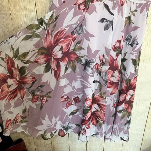 Connected Apparel  Pink Floral Flowy Midi Dress Size 12