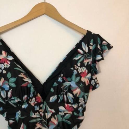 Modcloth NEW NWT  The Kelsie One Piece Swimsuit Floral Black Blue Floral Padded