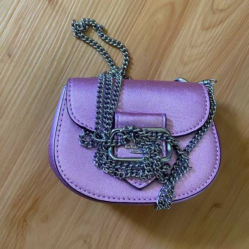 Coach  Silver/Metallic Lilac Morgan Card Case On A Chain #CP245