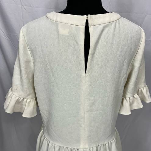 Kate Spade  Linda Ruffle Sleeve Peplum Hem Crepe Blouse Cream Small