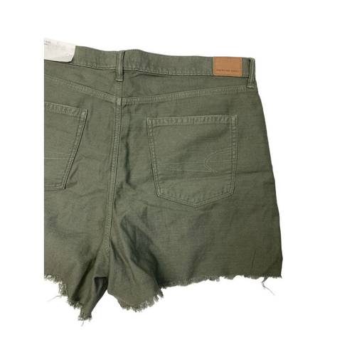 American Eagle New  Highest Rise Mom Shorts Womens 16/33 Green Raw Chewed Hem