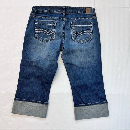 Pacific&Co Madison Denim  Womens Blue Denim Stretch Distressed Capri Jeans Size 9/10