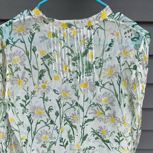 Veronica Beard size 6 Walker Pintucked 100% Silk Sheer Floral Blouse