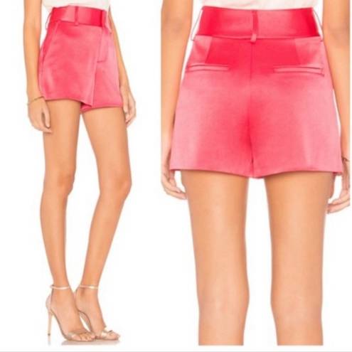 Alice + Olivia  Cady High-Waist Raspberry Pink Pocket Satin Shorts Sz 8 ~ Barbie