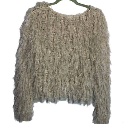 Missguided  beige fuzzy pullover sweater