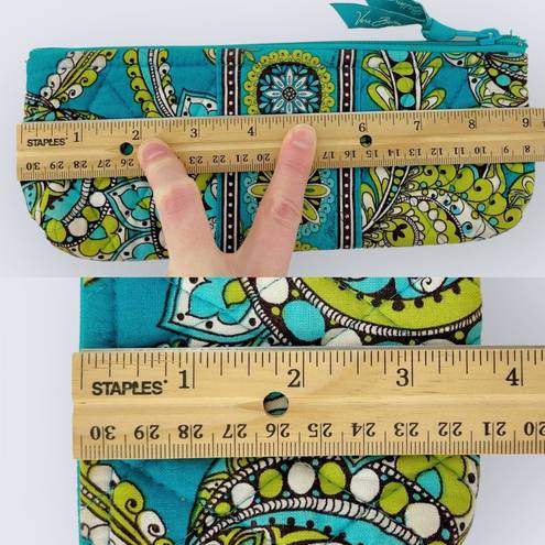 Vera Bradley  Peacock Turquoise Blue Green Pencil Brush Cosmetic Zip Pouch