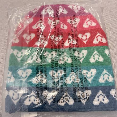 AQUA  x Kerri Rosenthal Multicolor Heart Beanie, New w/Tag