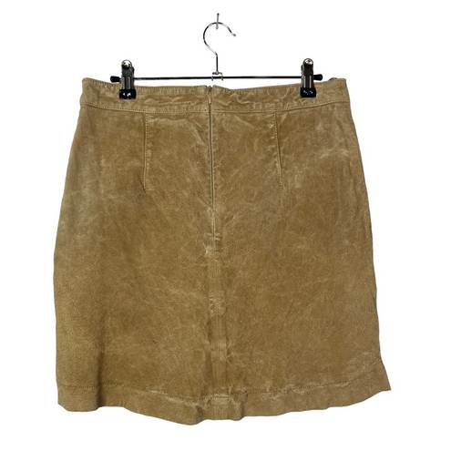 Mango  Camel Brown Leather Retro Mini Skirt M