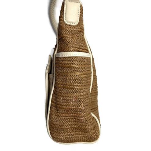 Brighton  Cream & Tan Raffia Leather Shoulder Tote Bag Purse