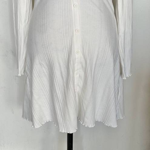 Divided  H&M Womens Dress Size Small Ribbed Button down Lace Trim Long Sleeve