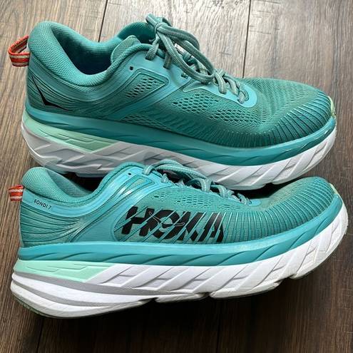 Hoka Bondi 7 Sneakers Women’s Aqua Teal Blue Size 8 D