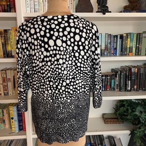 Cyrus  Cardigan Sweater Black Abstract Polka Dot Printed Button Down V-neck