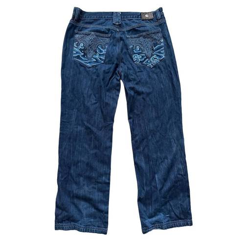 Antik Denim  Jeans Women's Boot‎ Cut Button Fly Embroidered Size 36 Wide Leg